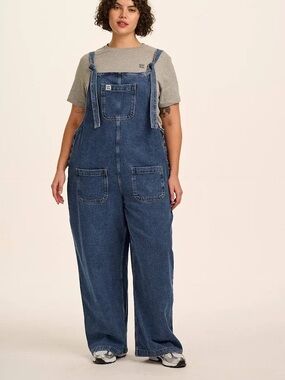 Lucy & Yak Ali Wide Leg Denim Dungarees